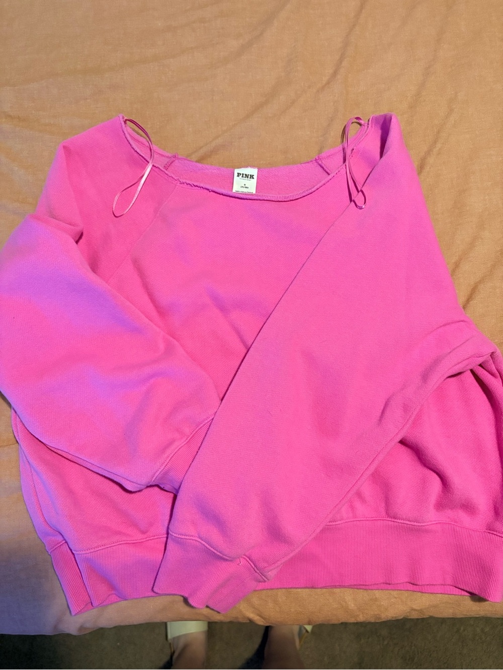 PINK Victoria's Secret Off-the-Shoulder Sweatshirt in Bright Pink